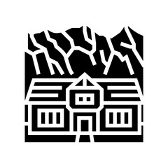 mountain cabin wooden glyph icon vector illustration
