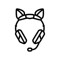 headset microphone gaming pc line icon vector illustration