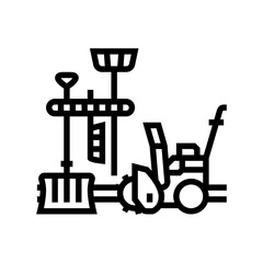snow shovel winter gear line icon vector illustration
