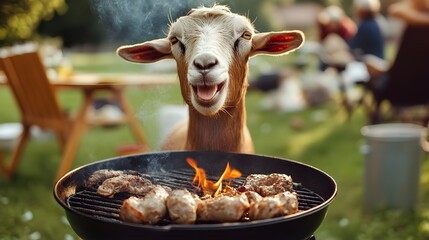  Funny Eid ul Adha Concept, Goat having a BBQ on Eid ul Adha