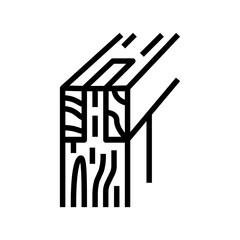 jointing wood frame house line icon vector illustration