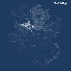 Prayagraj Highway Blueprint Vector Map