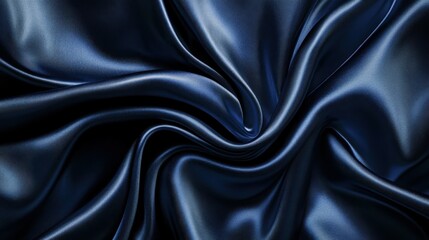 Fototapeta premium Deep Indigo Silk Fabric Texture with Smooth and Shiny Waves