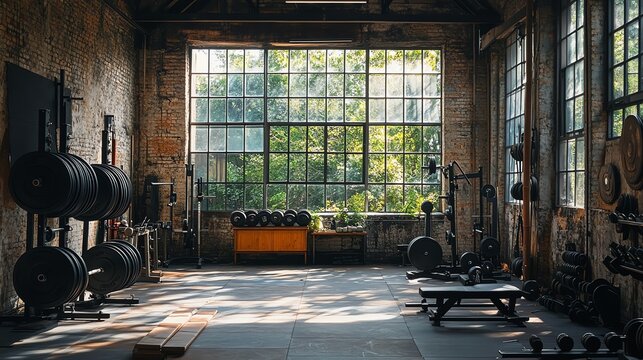 Minimalist Industrial Gym Space with Retro Soul