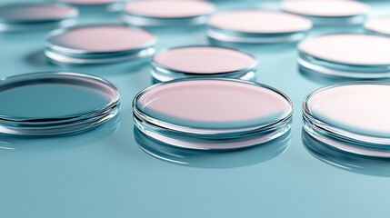 Abstract Glass Discs on Reflective Surface: Minimalist Design