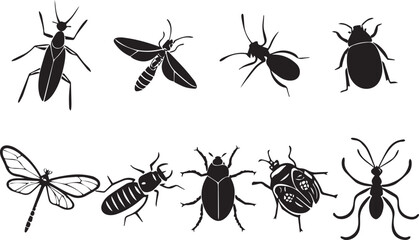 Collection of Various Insect Silhouettes