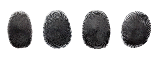 Set of Black Fingerprint Scans isolated on transparent or white background	
 