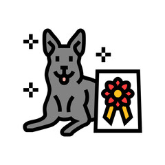 winner dog competition show color icon vector illustration