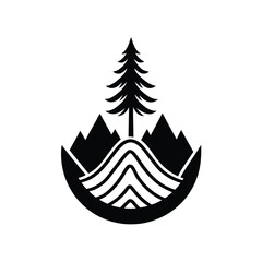 Obraz premium Mountain Landscape with Pine Tree Logo
