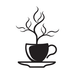 Tree Silhouette Growing Out Of Tea Cup
