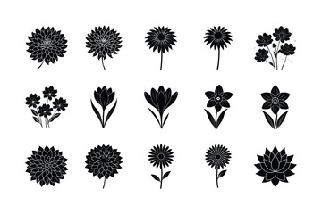 set of black silhouettes of trees