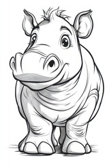 Fototapeta premium Cartoon Rhino Illustration with Farm Animal Style