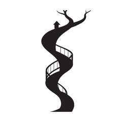 Fototapeta premium Tree Silhouette Featuring Winding Spiral Stairs