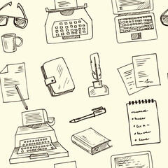 Copywriting doodle seamless pattern vector isolated objects