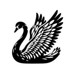 Obraz premium シルエットで描いた美しい白鳥