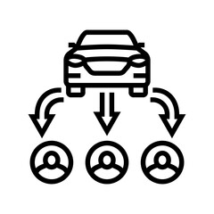 multiple users car share service line icon vector illustration