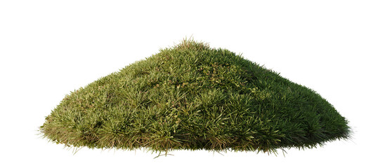 Hills with grass on a transparent background. 3D rendering.	
