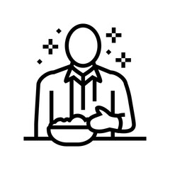 healthy eating at work employee health line icon vector illustration