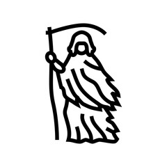 grim reaper mortality line icon vector illustration