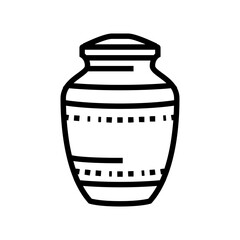 funeral urn mortality line icon vector illustration