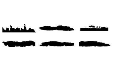 Obraz premium Set of black brush strokes and ink splatters.