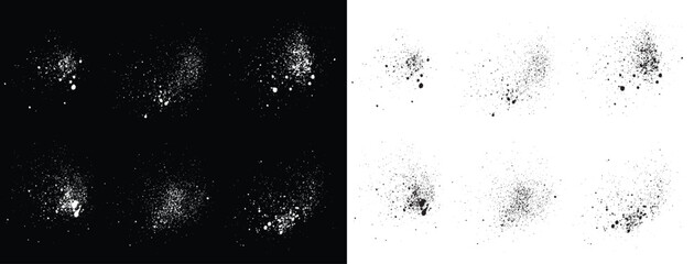 Grunge texture scratches set of black and white paint ink vector blood element splash background