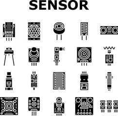 sensor module iot infrared icons set vector
