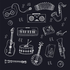 Music festival isolated hand drawn doodles Vector
