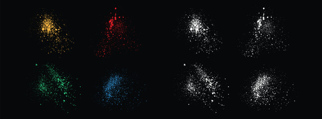 Set of red blood hand-painted blue, green, orange and white vector bloodstain splatter