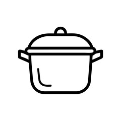 Minimalist Line Art Cooking Pot Icon Isolated on White Background