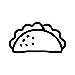 Taco Icon – Mexican Food Outline Vector Illustration