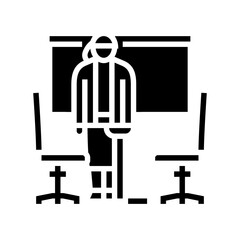 meeting room setup office assistant glyph icon vector illustration