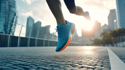 Urban Sunrise Run: Runner's Foot in Motion