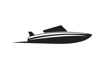 Speed boat silhouette art vector on white background