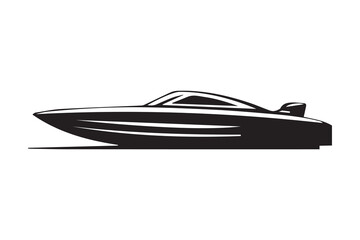 Speed boat silhouette art vector on white background