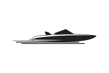 Speed boat silhouette art vector on white background