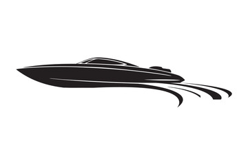 Speed boat silhouette art vector on white background