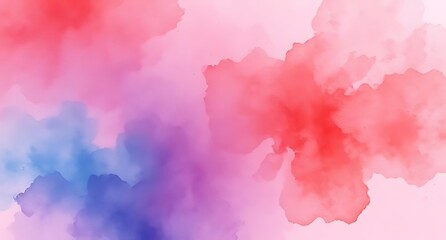 Abstract watercolor background with red, pink, blue and purple and hues