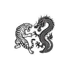 tiger fight dragon vector
