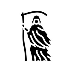 grim reaper mortality glyph icon vector illustration