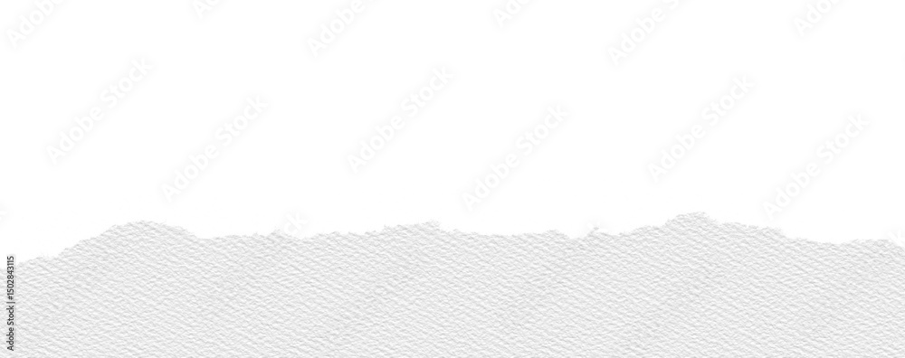 Poster White canvas paper texture with ripped edge, isolated on transparency background, showing rough torn border and natural fiber detail, evokes creative and artistic mood