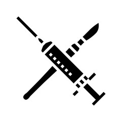 crossed medical tools mortality glyph icon vector illustration