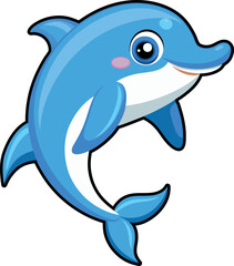 Cute Happy Dolphin Smiling – Vector Illustration