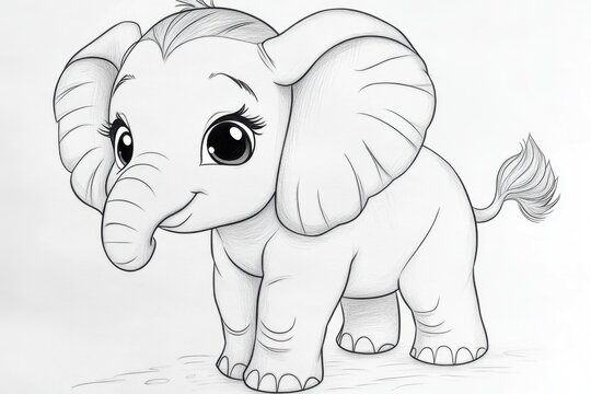 Adorable Baby Elephant Pencil Sketch Cute Animal Drawing