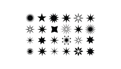 Sparkle Star Icon Set - Vector Stock Illustration. Different forms of stars silhouettes vector on white background