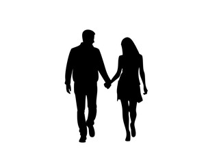 A Couple In Silhouette Holding Hands Walking Thro