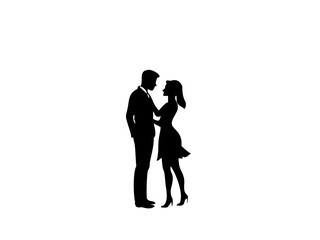 Silhouette Of A Man And Woman Standing In Silent