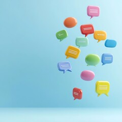 Speech icons floating upward from digital survey form