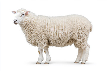 Fototapeta premium White Sheep Profile on White Background