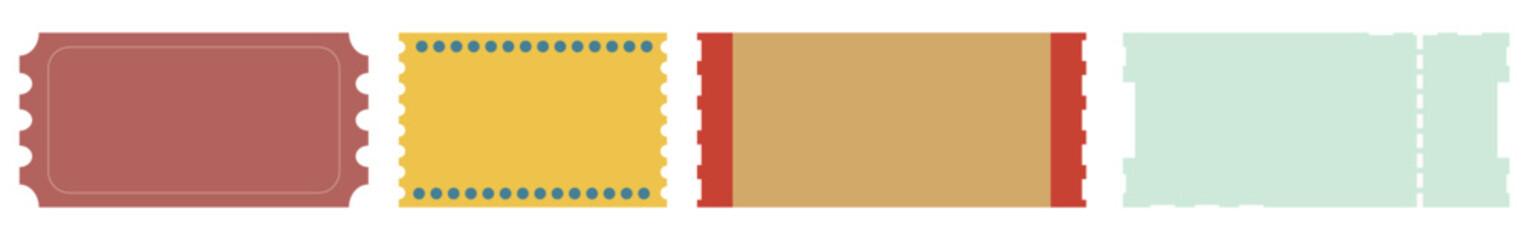Vintage Style Multi Color Tickets Vector illustrations
